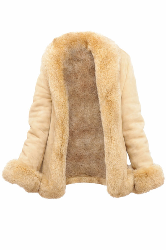 F003 HoL Women's Real Camel Brown Suede Leather Coat