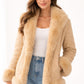 F003 HoL Women's Real Camel Brown Suede Leather Coat