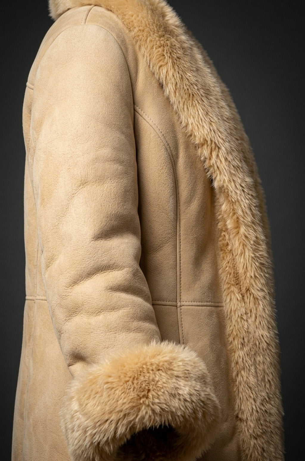 F003 HoL Women's Real Camel Brown Suede Leather Coat