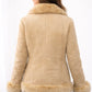 F003 HoL Women's Real Camel Brown Suede Leather Coat