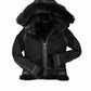 F005 Women's Suede Bomber Soft Suede Texture Shearling Genuine Leather Stylish Detachable Hood Jacket