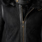 F005 Women's Suede Bomber Soft Suede Texture Shearling Genuine Leather Stylish Detachable Hood Jacket