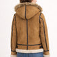 F007 Women's Suede Genuine Leather Stylish Detachable Hood Jacket