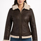 F010 Women's Hooded Bomber B3 Aviator RAF Genuine Fur Sheepskin Leather Jacket