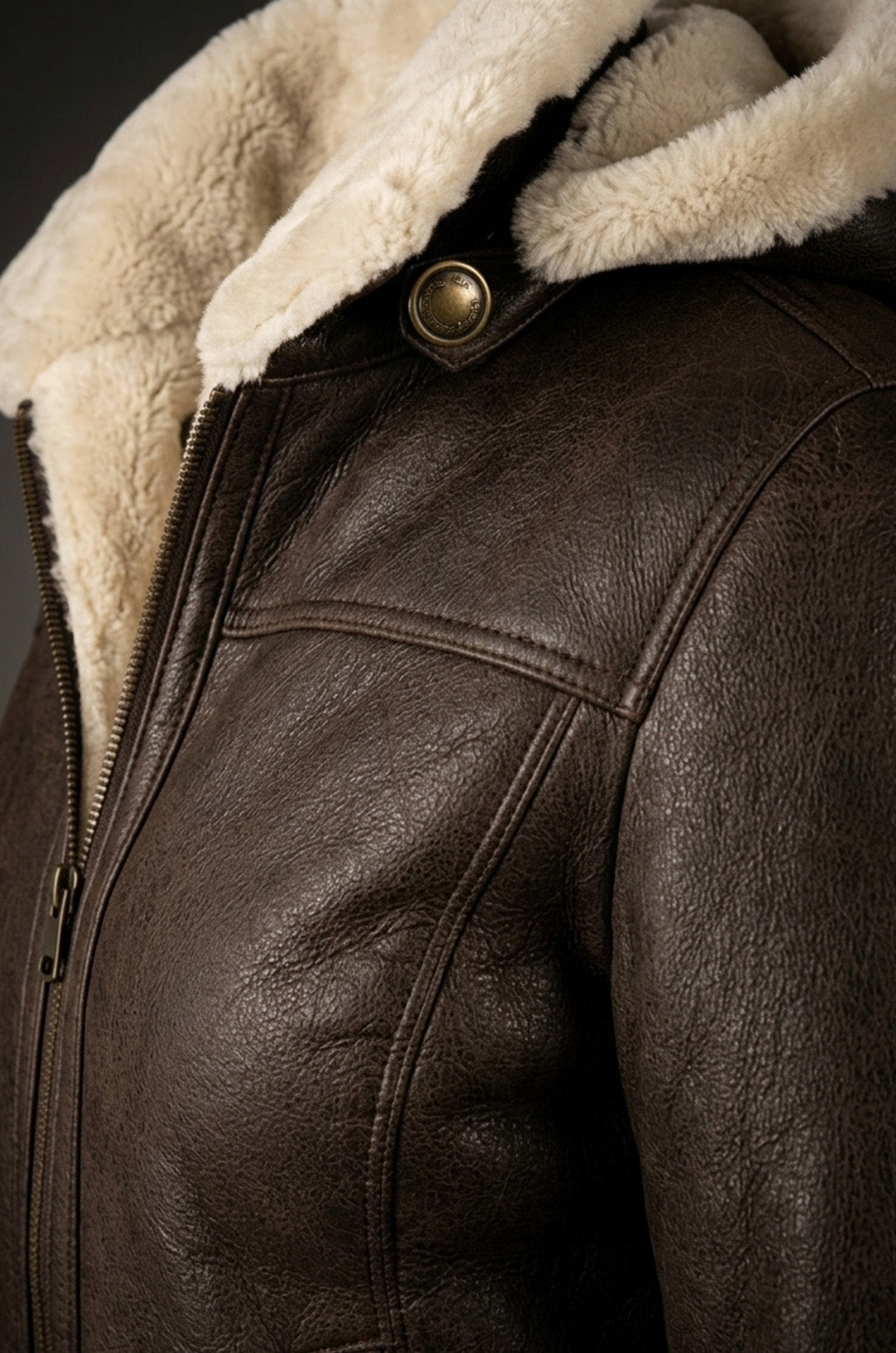 F010 Women's Hooded Bomber B3 Aviator RAF Genuine Fur Sheepskin Leather Jacket