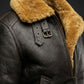 F011 Women Aviator Hooded B3 Bomber Fur Shearling Real Sheepskin Leather Jacket