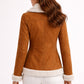 F013 Women Brown Army Real Sheep leather Shearling Aviator Biker Extreme Weather Classic Jacket