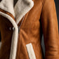 F013 Women Brown Army Real Sheep leather Shearling Aviator Biker Extreme Weather Classic Jacket