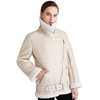 F014 Women's Aviator Sheepskin Leather Shearling Fur Belted Design Jacket White Coat