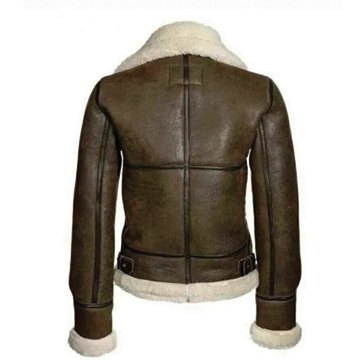 F015 Women's Classic  Aviator Real leather Shearling Jacket Brown