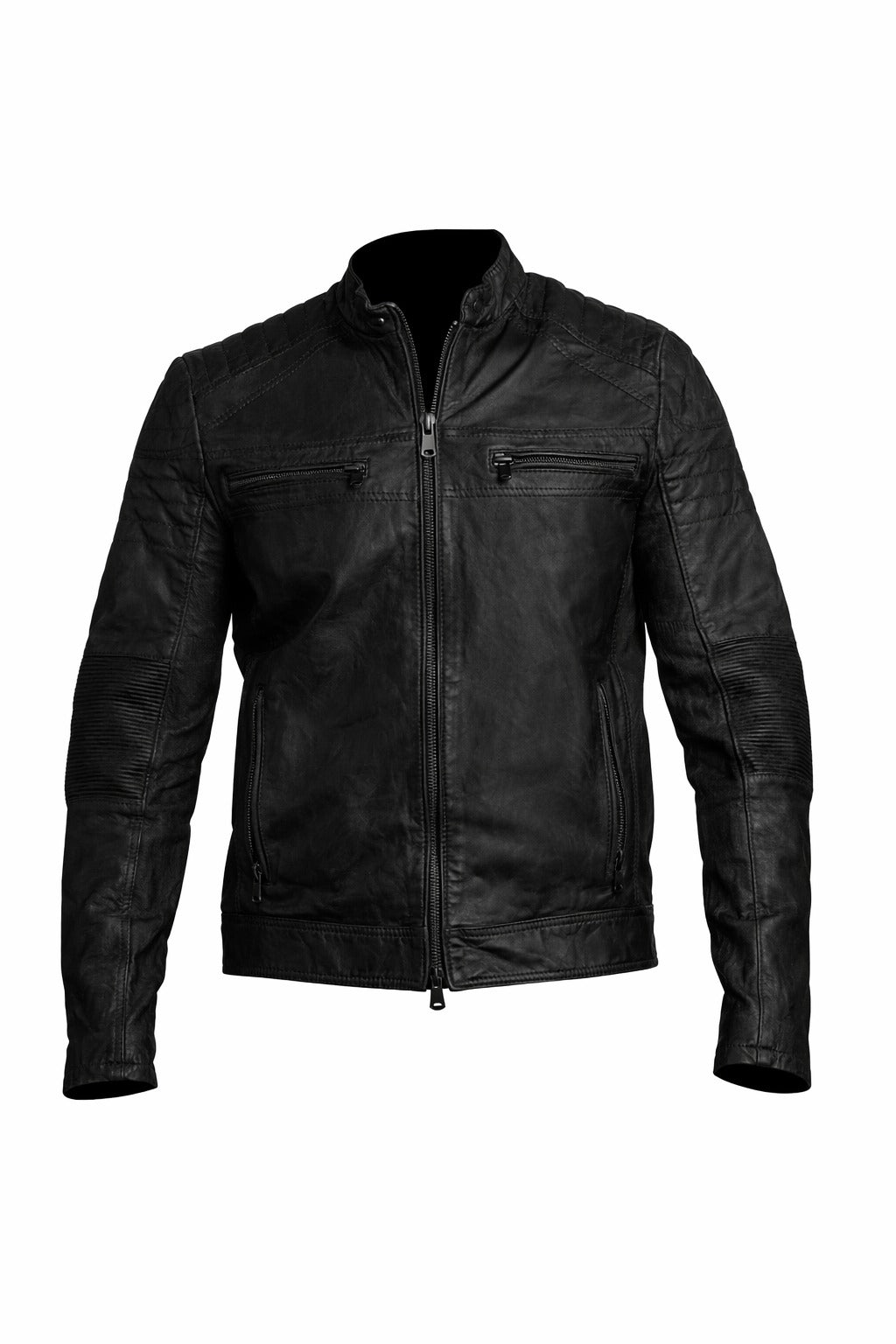 M001 Cafe Racer Black Men's Biker Vintage Motorcycle Jacket