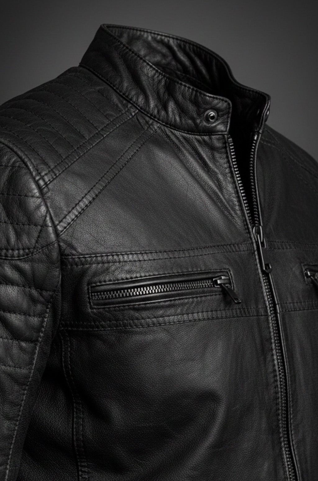 M001 Cafe Racer Black Men's Biker Vintage Motorcycle Jacket