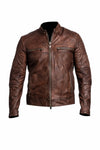 M002 Cafe Racer Men's Vintage Style Retro Brown Distressed Jacket