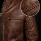 M002 Cafe Racer Men's Vintage Style Retro Brown Distressed Jacket