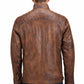 M005 Men's Biker Quilted Brown Vintage Distressed Motorcycle Jacket