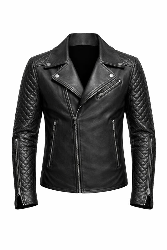 M007 Men's Stylish Black Fashion Real Leather Biker Suede Style Jacket
