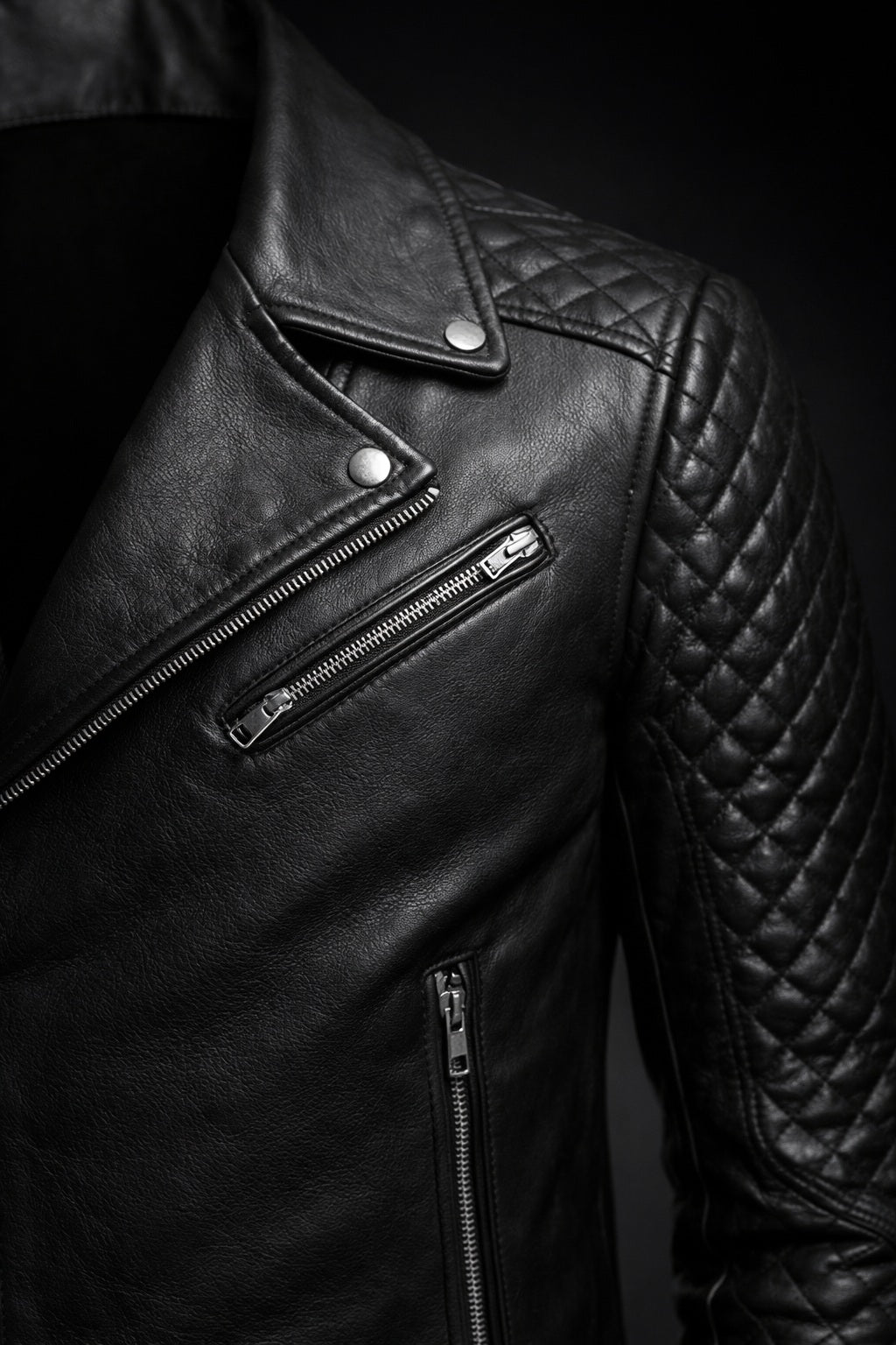 M007 Men's Stylish Black Fashion Real Leather Biker Suede Style Jacket