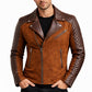 M008 Men's Cafe Racer Stylish Biker Real Leather Suede Brown Jacket