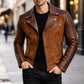 M008 Men's Cafe Racer Stylish Biker Real Leather Suede Brown Jacket