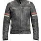 M009 Retro-2 Men Biker Vintage Motorcycle Distressed Leather Jacket