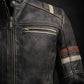 M009 Retro-2 Men Biker Vintage Motorcycle Distressed Leather Jacket