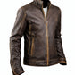 M010 Cafe Racer Stylish Distressed Brown Biker Vintage Real Leather Men's Jacket