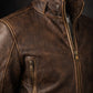 M010 Cafe Racer Stylish Distressed Brown Biker Vintage Real Leather Men's Jacket