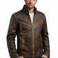 M010 Cafe Racer Stylish Distressed Brown Biker Vintage Real Leather Men's Jacket