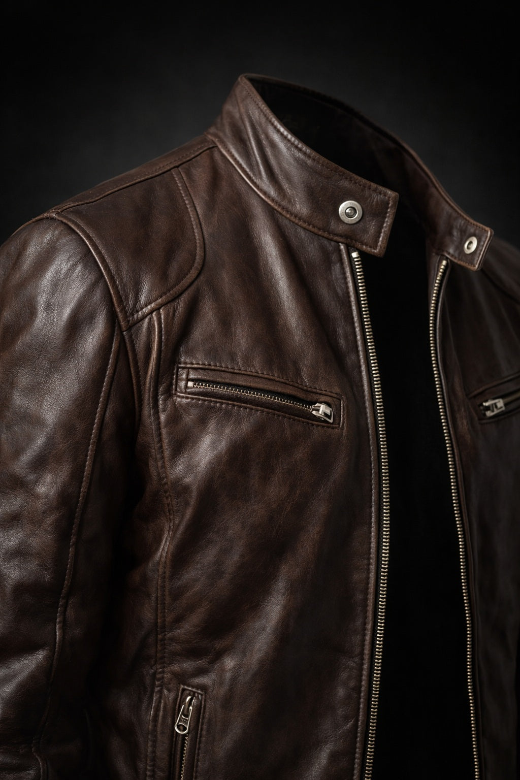M011 Vintage Cafe Racer Brown Men Retro Biker Stylish Jacket