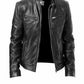M012 Vintage Cafe Racer Black Men Retro Biker Stylish Genuine Leather Jacket