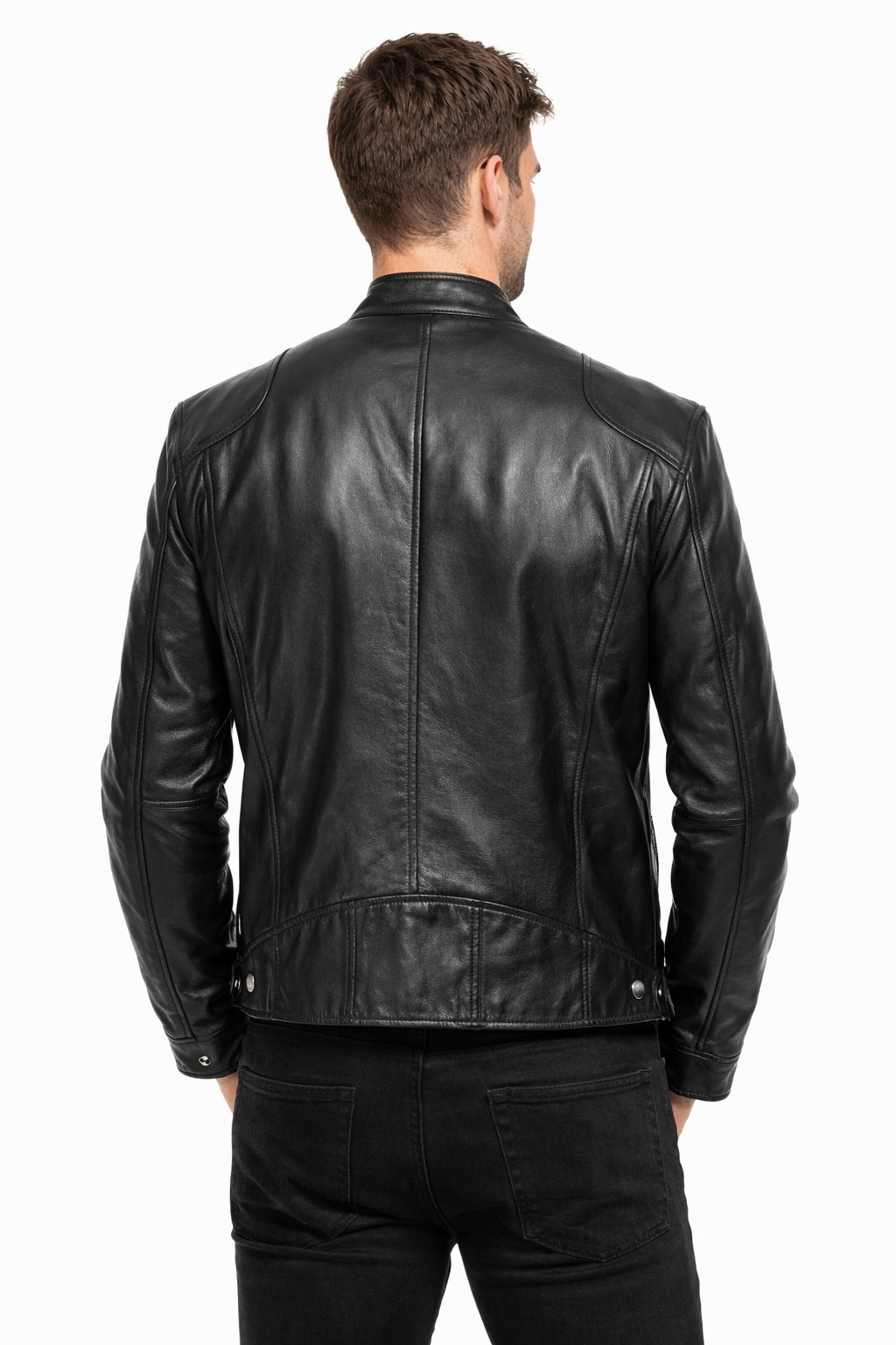 M012 Vintage Cafe Racer Black Men Retro Biker Stylish Genuine Leather Jacket