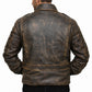M013 Brown Aviator Distress A-2 Flying Army Style Bomber Flight Jacket For Men