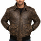 M013 Brown Aviator Distress A-2 Flying Army Style Bomber Flight Jacket For Men