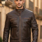 M014 Contraband Mark Wahlberg's Slim Fit Distress Leather Jacket