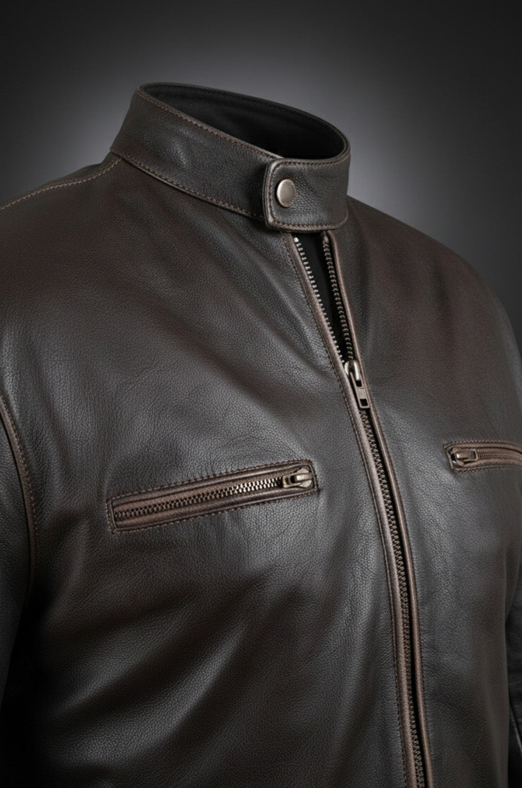M014 Contraband Mark Wahlberg's Slim Fit Distress Leather Jacket