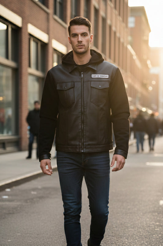 M016 Fashion (SOA) Sons of Anarchy Hoodie Style Black Men's Jacket