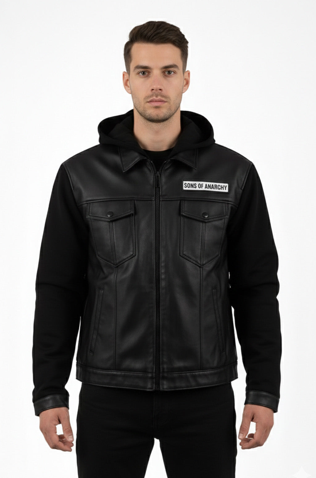 M016 Fashion (SOA) Sons of Anarchy Hoodie Style Black Men's Jacket