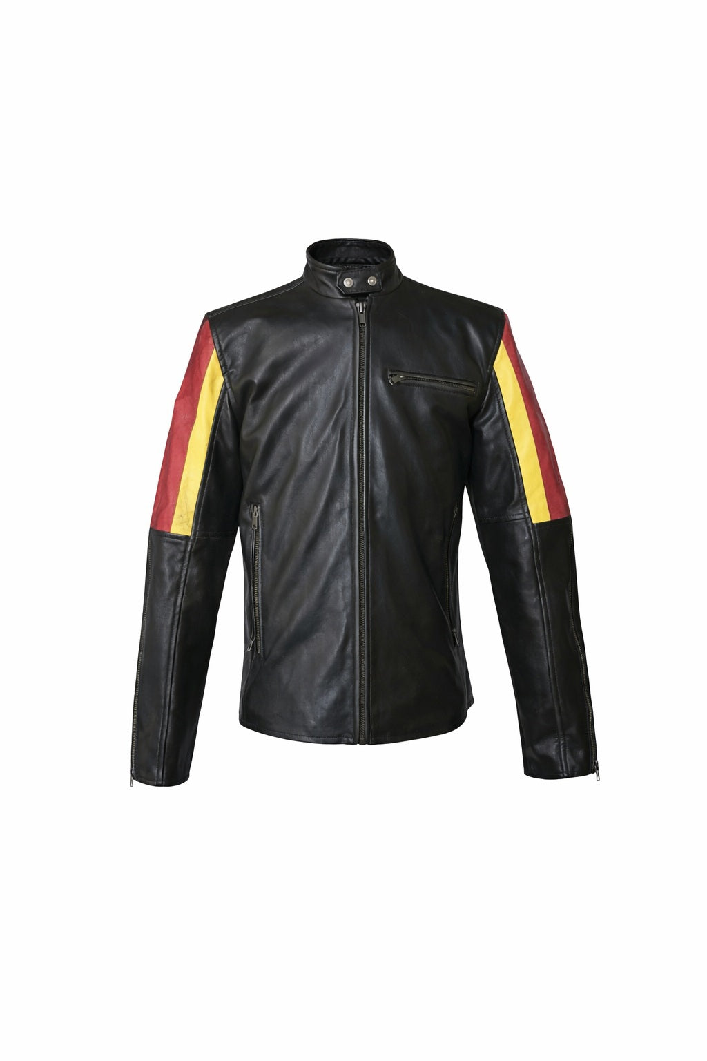 M019 HoL Brand German Flag Brown Genuine Leather Jacket For Men's