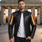 M019 HoL Brand German Flag Brown Genuine Leather Jacket For Men's