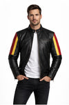 M019 HoL Brand German Flag Brown Genuine Leather Jacket For Men's