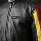 M019 HoL Brand German Flag Brown Genuine Leather Jacket For Men's