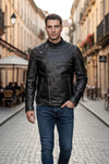 M023 Motorcycle Fashion Skull Vintage Men's Brown Biker Wear Ride Jacket