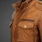 M025 Men's Motorcycle Real Leather Tan Brown Distressed Moto Biker Jacket