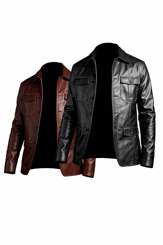 M026 Men's Blazer Wear Coat Classic Formal Easy Rider Genuine Leather Jacket