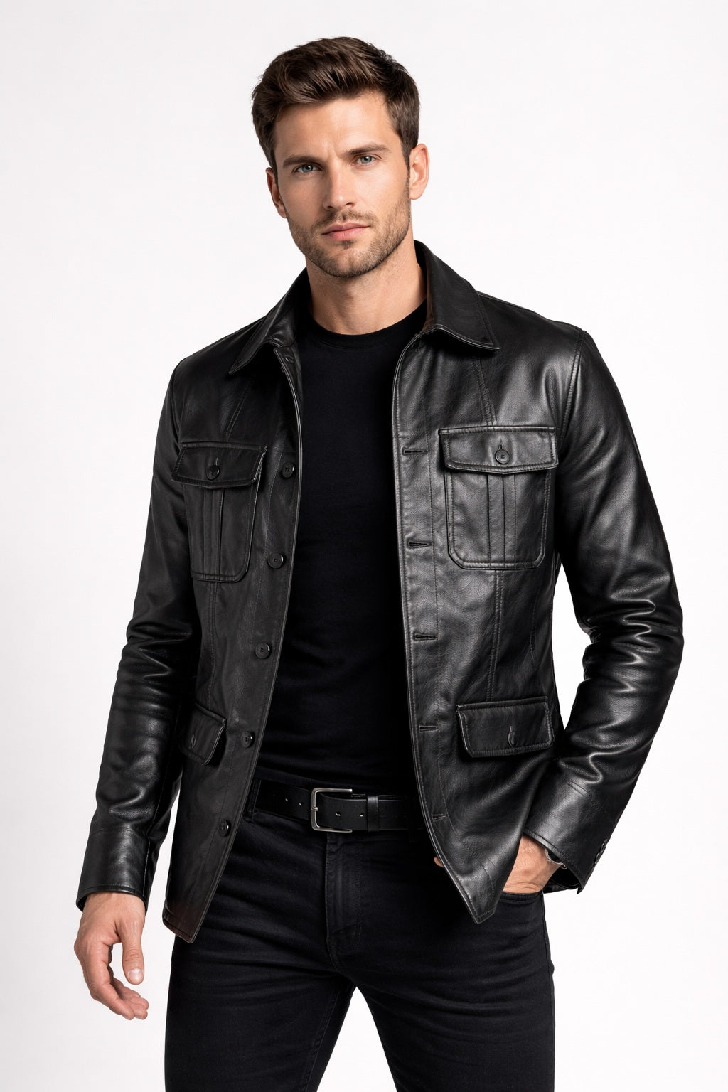 M026 Men's Blazer Wear Coat Classic Formal Easy Rider Genuine Leather Jacket