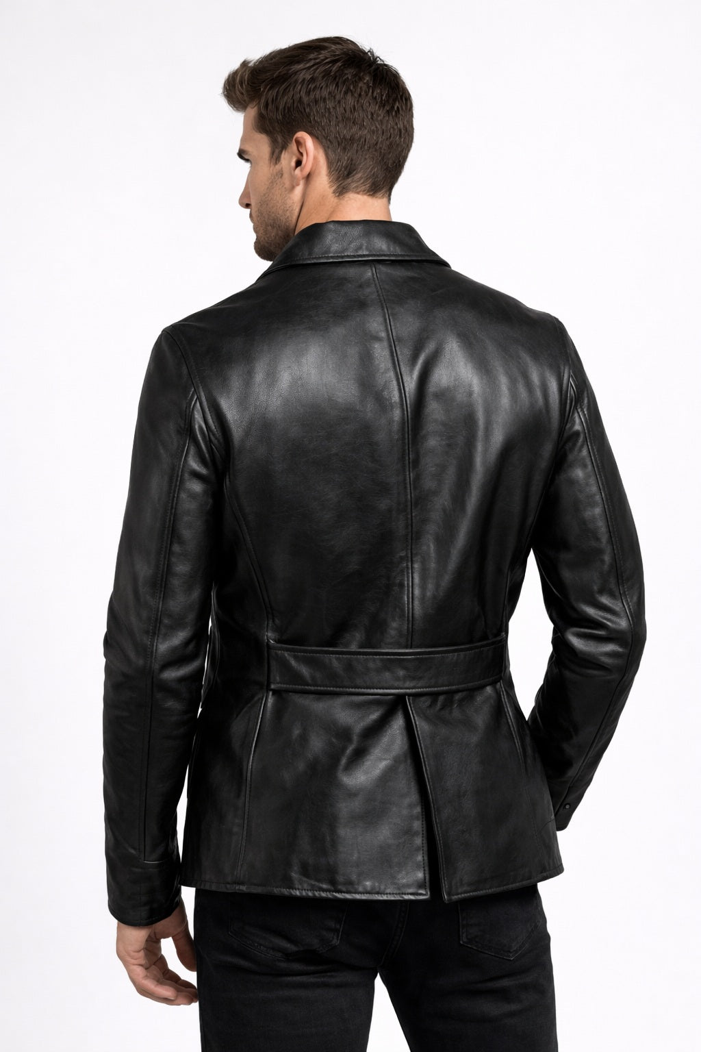 M026 Men's Blazer Wear Coat Classic Formal Easy Rider Genuine Leather Jacket