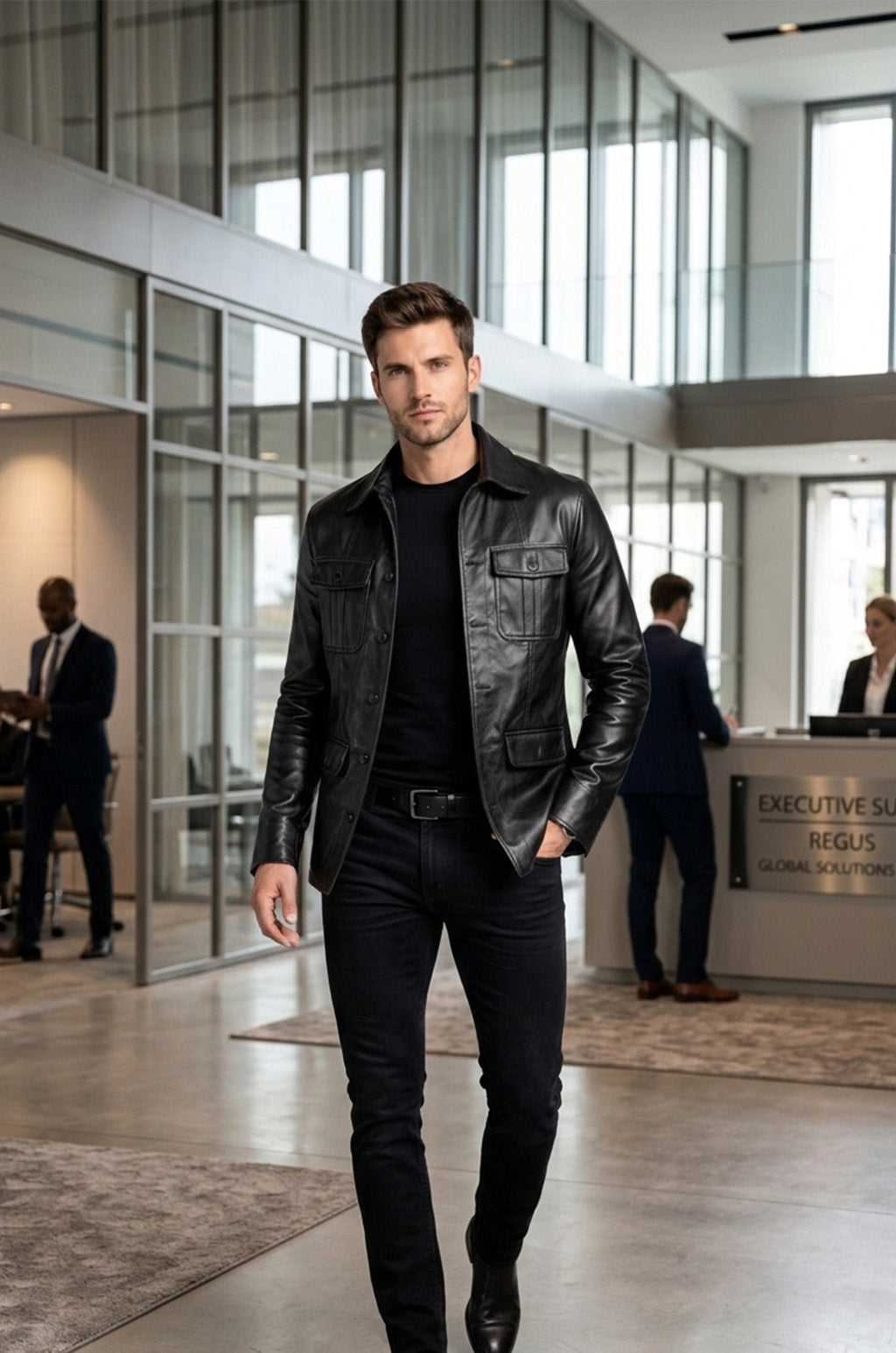 M026 Men's Blazer Wear Coat Classic Formal Easy Rider Genuine Leather Jacket