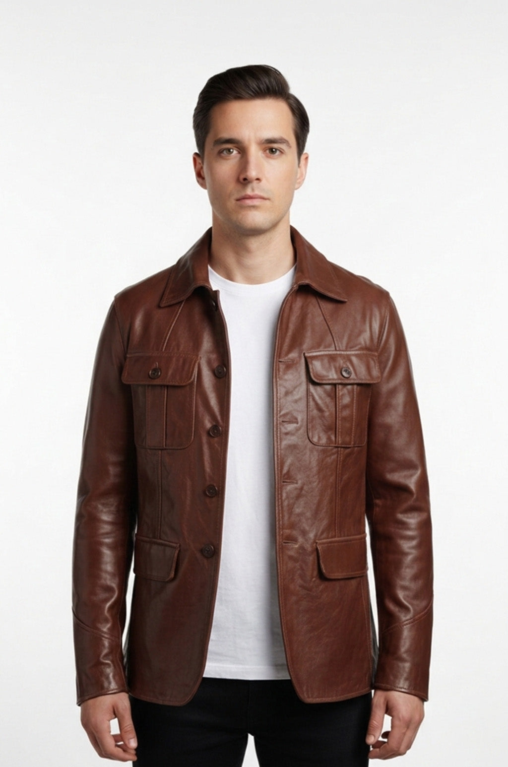 M026 Men's Blazer Wear Coat Classic Formal Easy Rider Genuine Leather Jacket