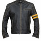 M027 Biker Support Distressed Café Racer Men Black Retro Leather Jacket with protectors