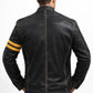 M027 Biker Support Distressed Café Racer Men Black Retro Leather Jacket with protectors